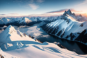 雪山顶峰雪峰摄影图