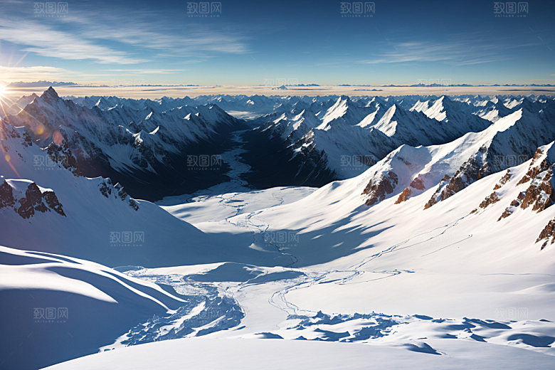 雪山顶峰高清摄影图