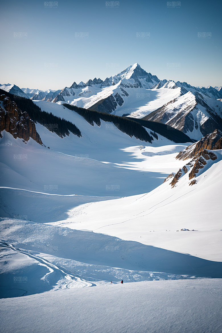 雪山雪峰顶峰摄影图