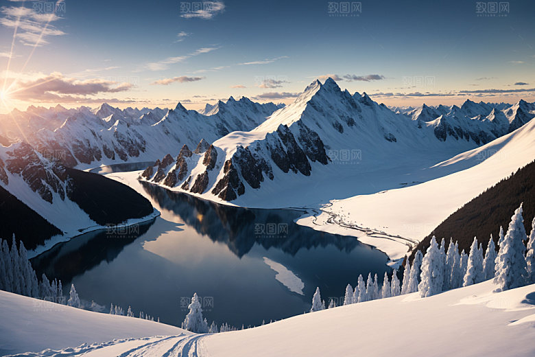 雪山顶峰自然摄影图