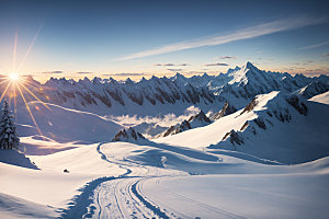 雪山高海拔雪峰摄影图