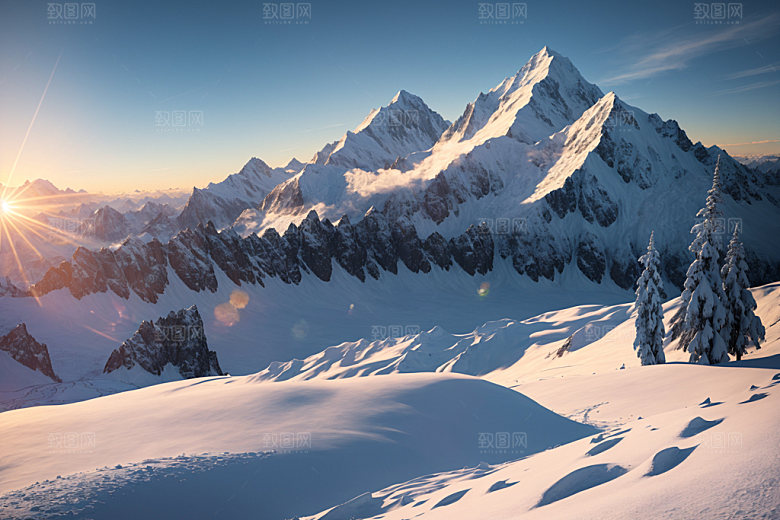 雪山雪峰高山摄影图