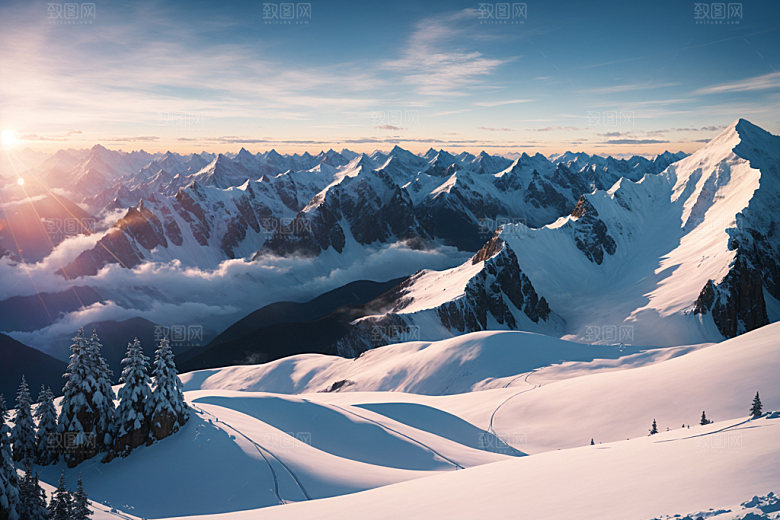 雪山自然高山摄影图