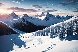 雪山雪峰顶峰摄影图