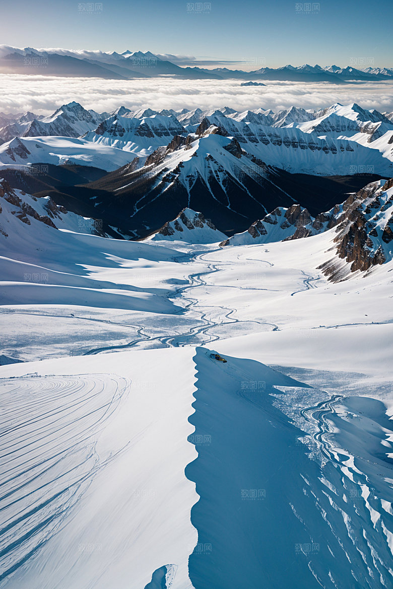 雪山高海拔雪峰摄影图