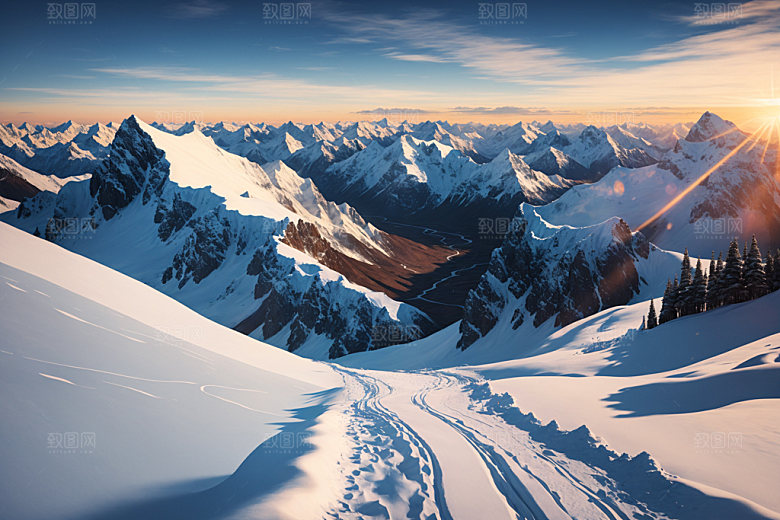 雪山风光顶峰摄影图