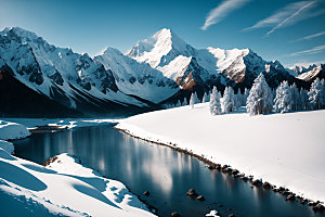 雪山风景雪峰摄影图