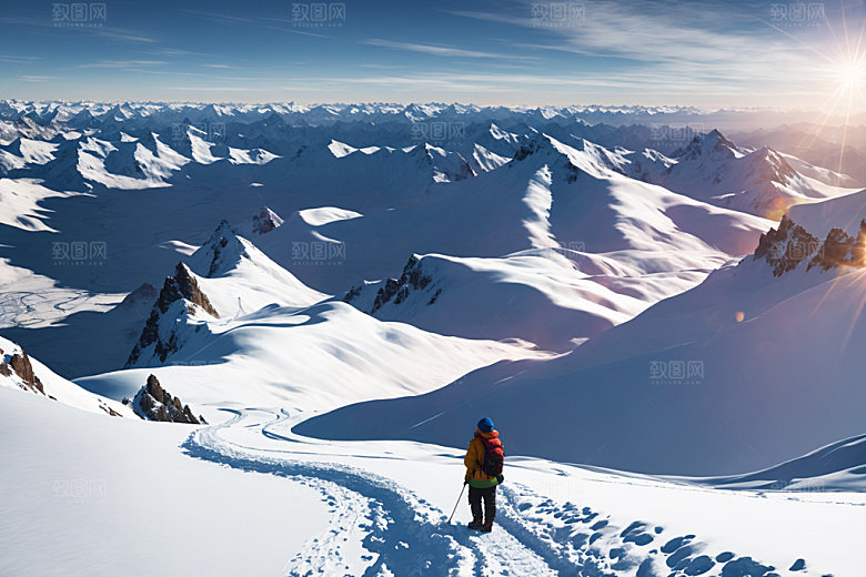 雪山高海拔雪峰摄影图