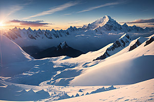 雪山顶峰高山摄影图