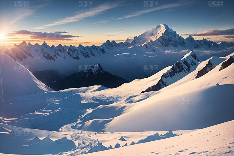 雪山顶峰高山摄影图