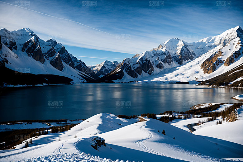 雪山风景雪峰摄影图