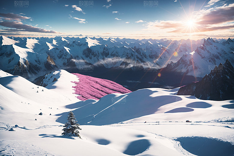 雪山自然高山摄影图