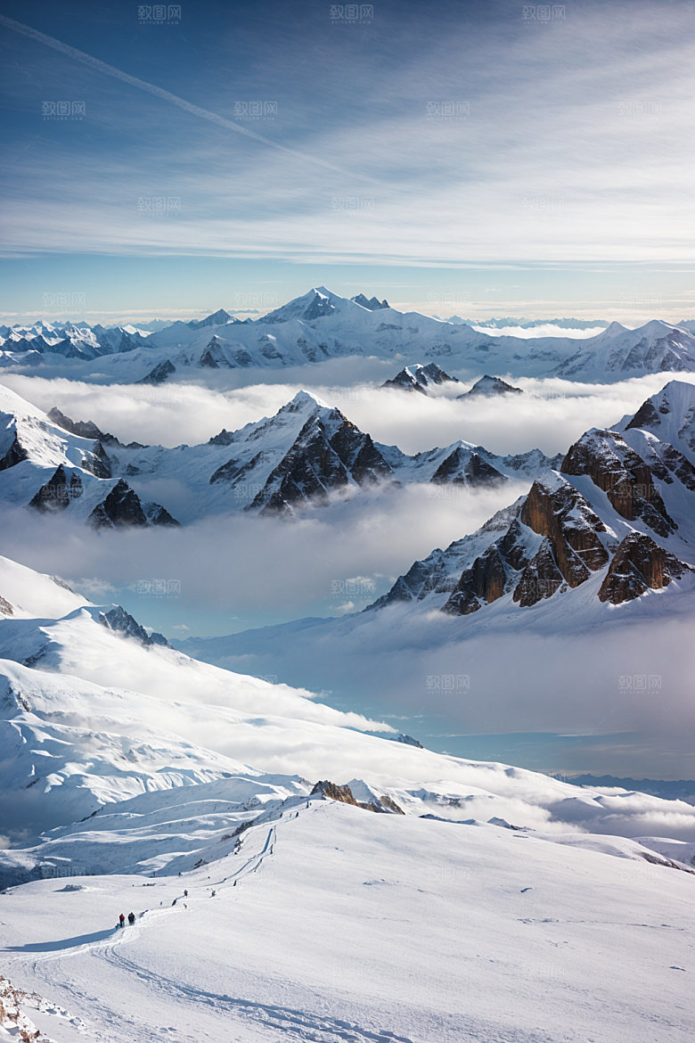 雪山顶峰高海拔摄影图