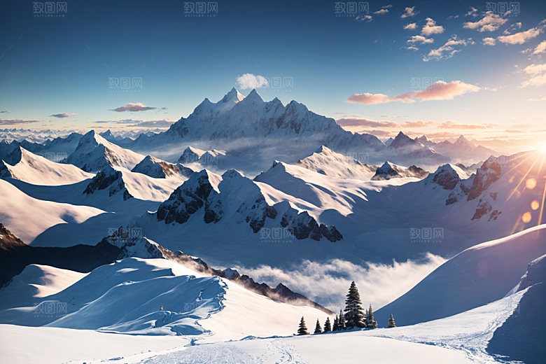 雪山高清雪峰摄影图