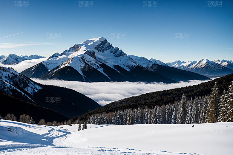 雪山自然风景摄影图