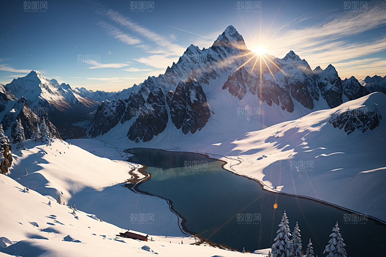 雪山雪峰风景摄影图