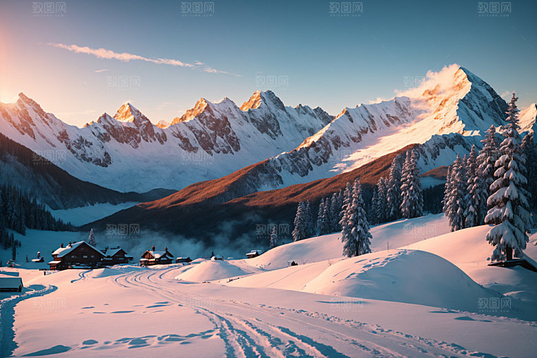 雪山顶峰高山摄影图