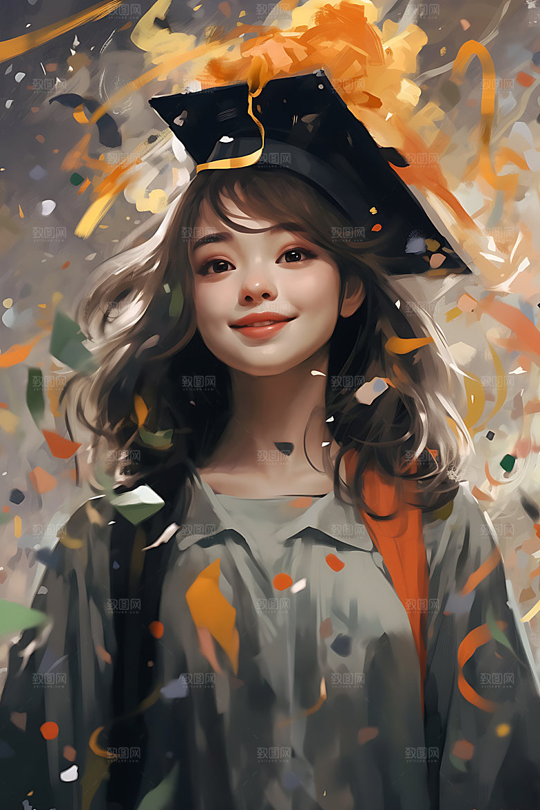 毕业典礼毕业生毕业庆祝插画