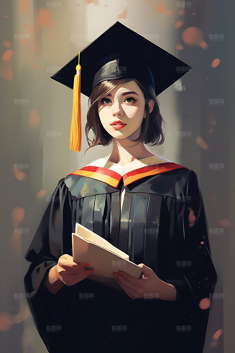毕业典礼青春校园插画