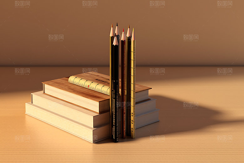文具学习用品组合效果图