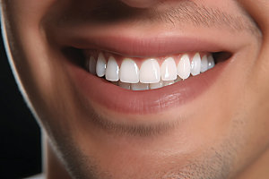 微笑牙齿特写牙膏广告摄影图