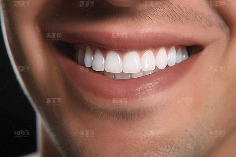 微笑牙齿特写牙膏广告摄影图