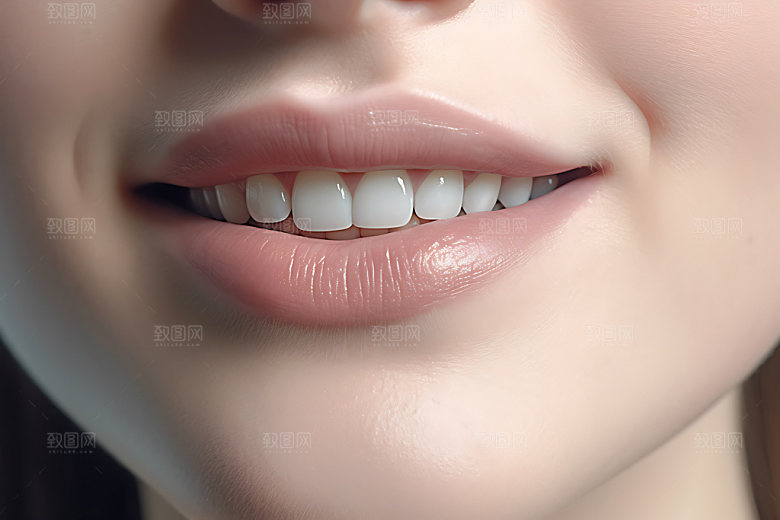 微笑牙齿特写口腔护理摄影图