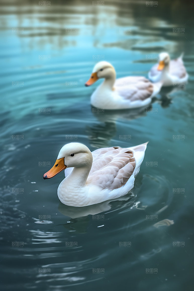 鸭子农场游泳摄影图