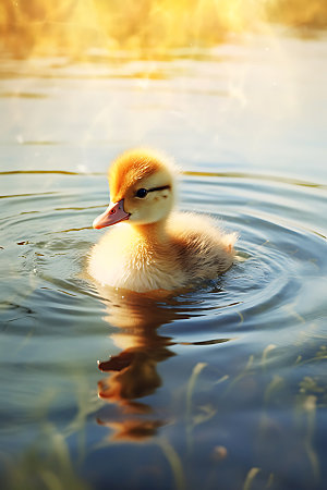 鸭子游泳自然摄影图