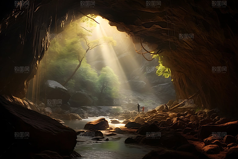 岩洞洞穴高清摄影图