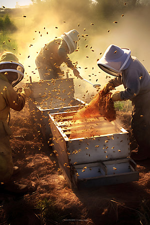 养蜂采蜜食品摄影图