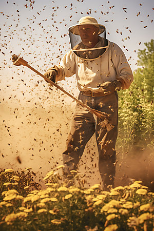 养蜂采蜜蜂蜜生产摄影图