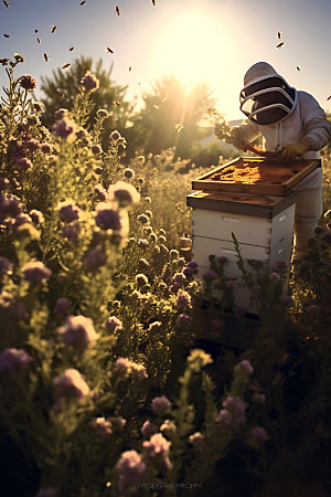 养蜂蜂蜜生产蜜蜂养殖摄影图