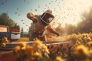 养蜂蜂蜜生产食品摄影图