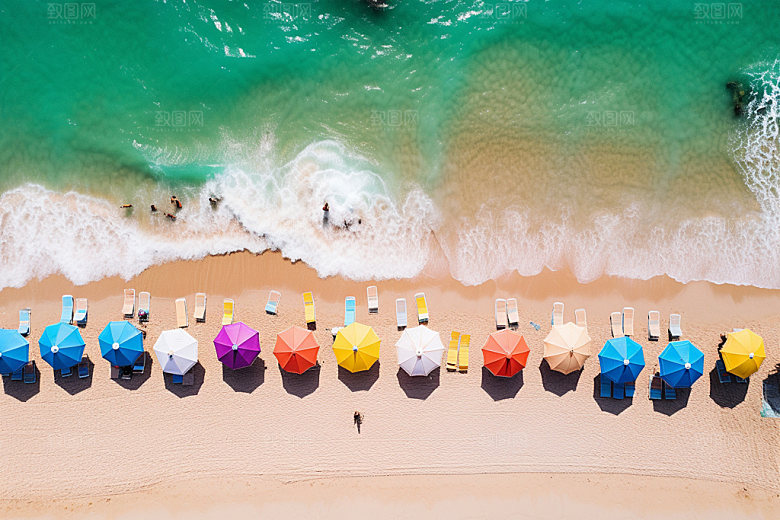 夏季海边沙滩大海摄影图