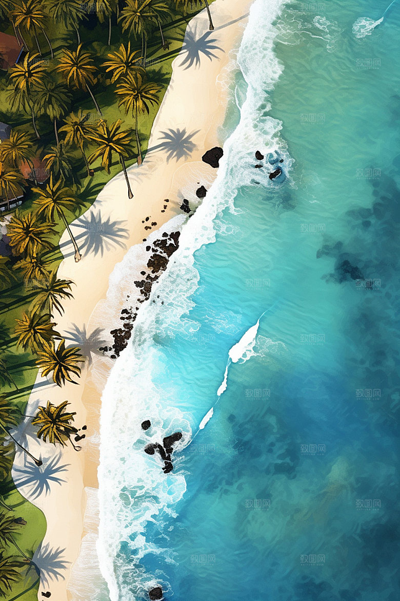 夏季海边大海沙滩摄影图