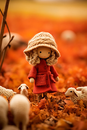 羊毛毡女孩可爱高清摄影图