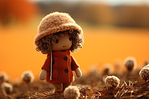 羊毛毡女孩温馨秋天摄影图