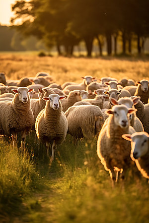 羊农场哺乳动物摄影图