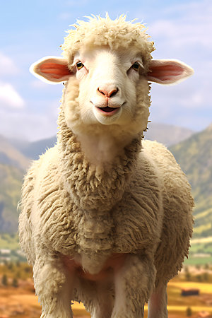 羊放牧放羊摄影图
