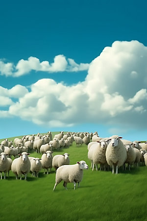 羊放牧高清摄影图