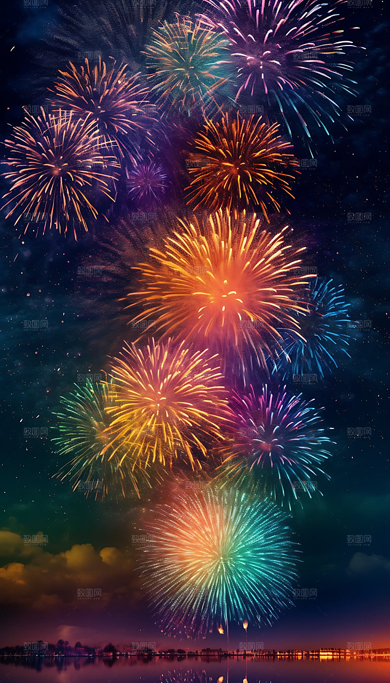 烟花浪漫新年摄影图