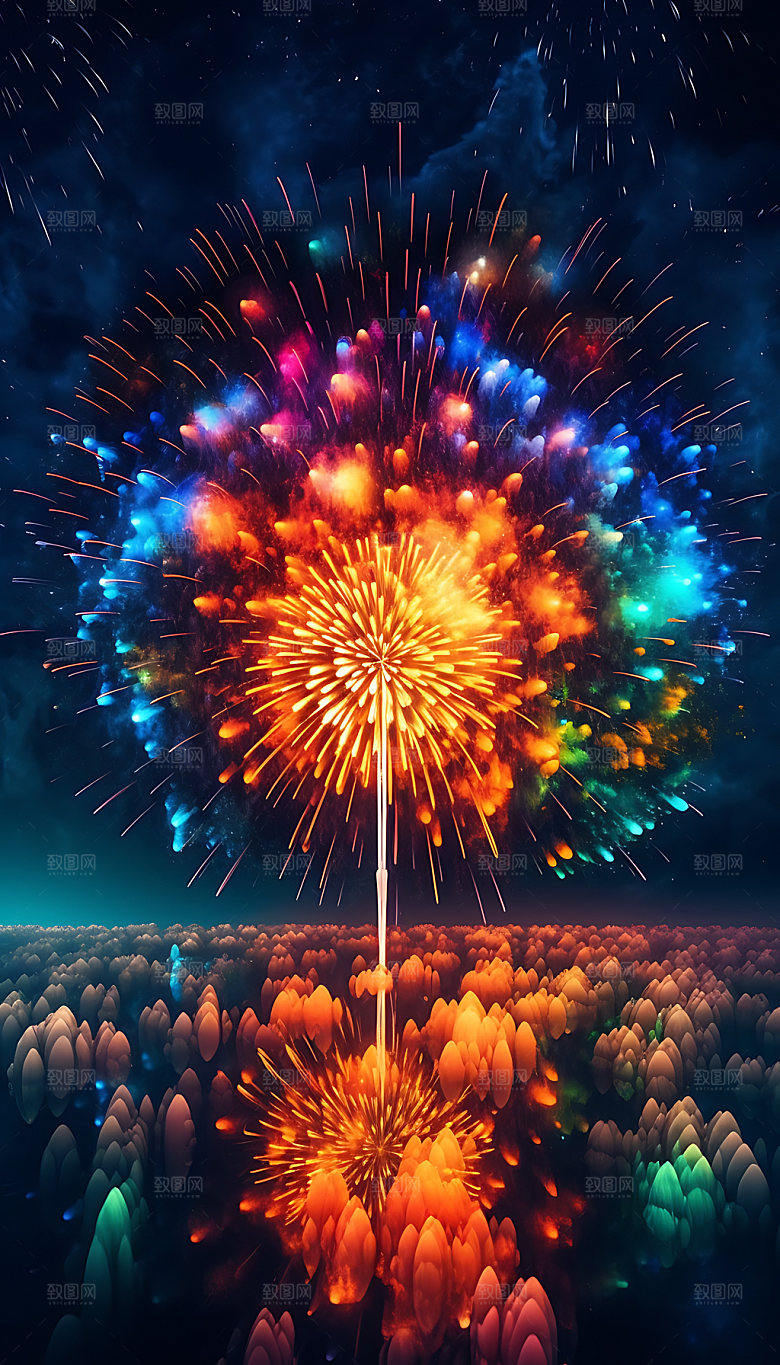 烟花彩色绚烂摄影图