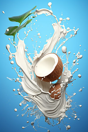 椰奶椰子牛奶水果摄影图