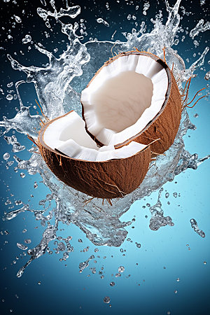 椰奶椰子牛奶创意摄影图