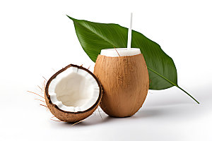 椰子健康食品热带水果摄影图