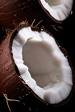 椰子热带水果健康食品摄影图
