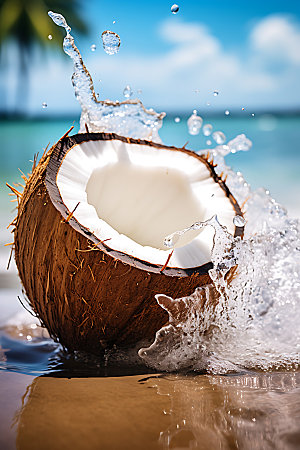 椰子美容养颜果实摄影图