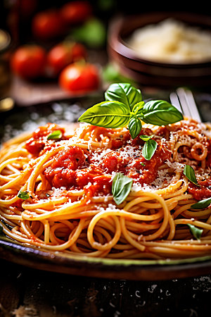 意大利面美食番茄意面摄影图