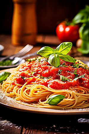 意大利面美味番茄意面摄影图